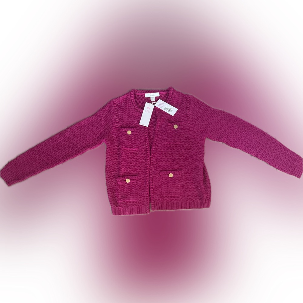 Lilly Pulitzer, NWT, Women's Kenton mystic Pink metallic Sweater Cardigan, small